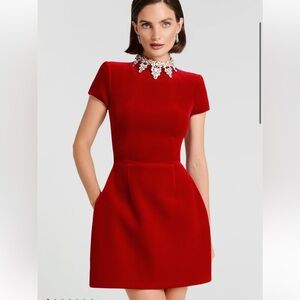 New Nadine Merabi Regan Red Velvet Dress